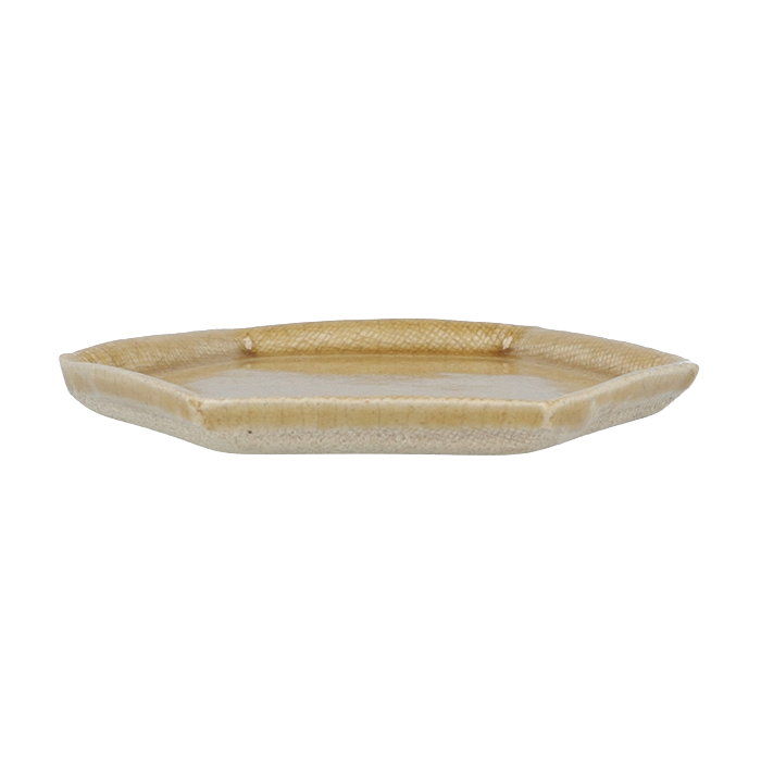 Hexagonal Incense Tray Yellow Glaze