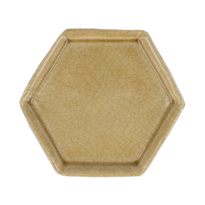 Hexagonal Incense Tray Yellow Glaze