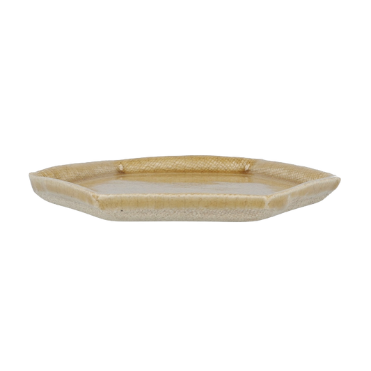 Shoyeido Hexagonal Incense Tray Yellow Glaze