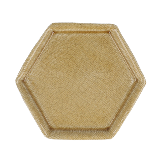 Shoyeido Hexagonal Incense Tray Yellow Glaze